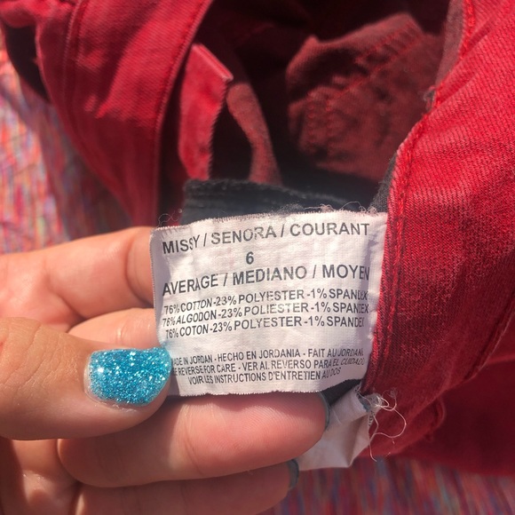 Red Denim Cigarette Fit Skinny Nine West Jeans - Picture 9 of 14